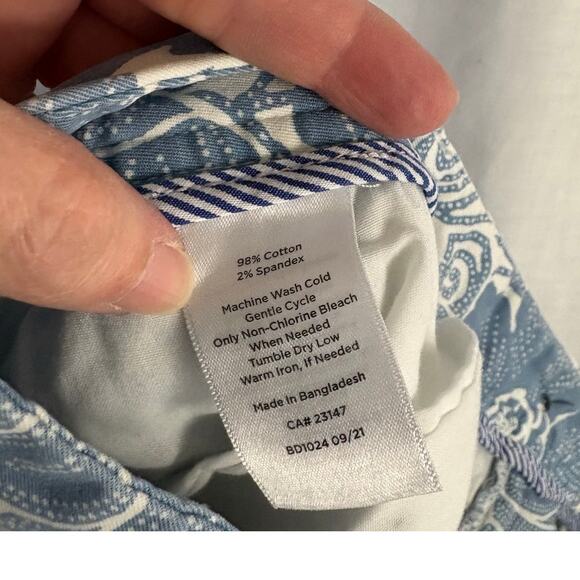 Talbots Relaxed Chino Pants 14 Floral Print Blue Colorful All Over Print - Picture 3 of 7